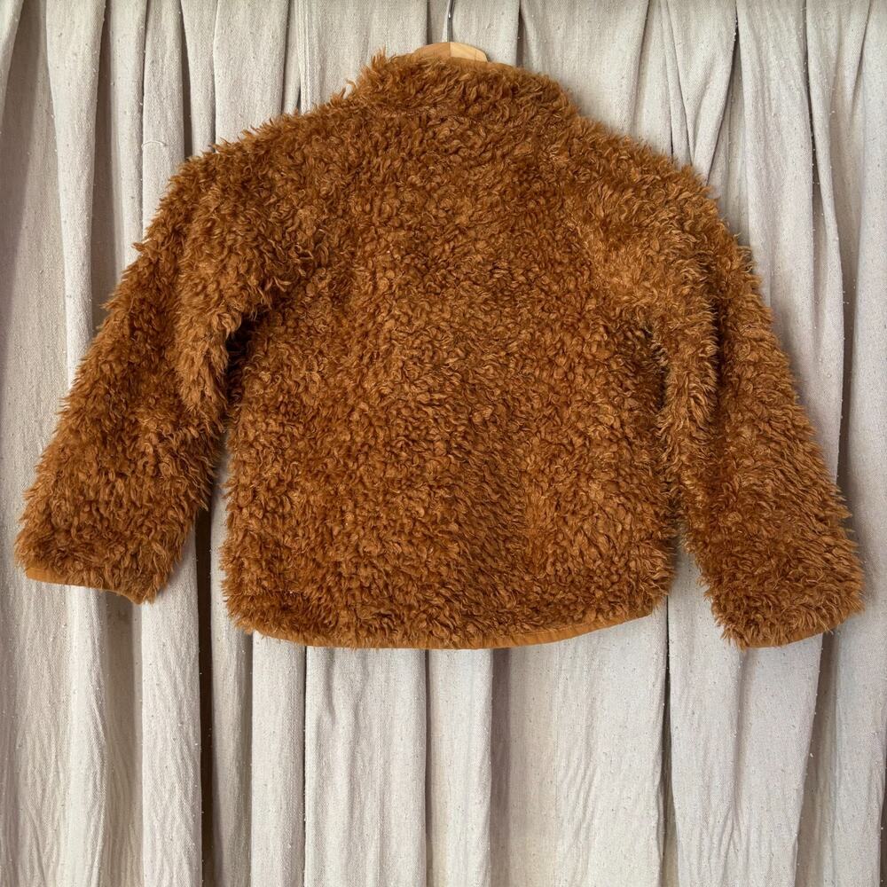 J. Crew Crewcuts kids brown sherpa coat size 4/5 with pockets for fall winter - Picture 7 of 8